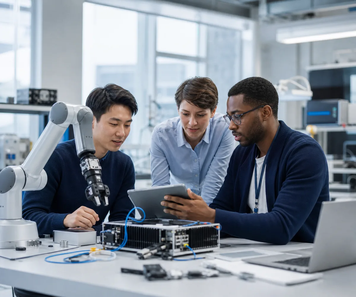 Artificial intelligence specialists evaluating an applied AI prototype
