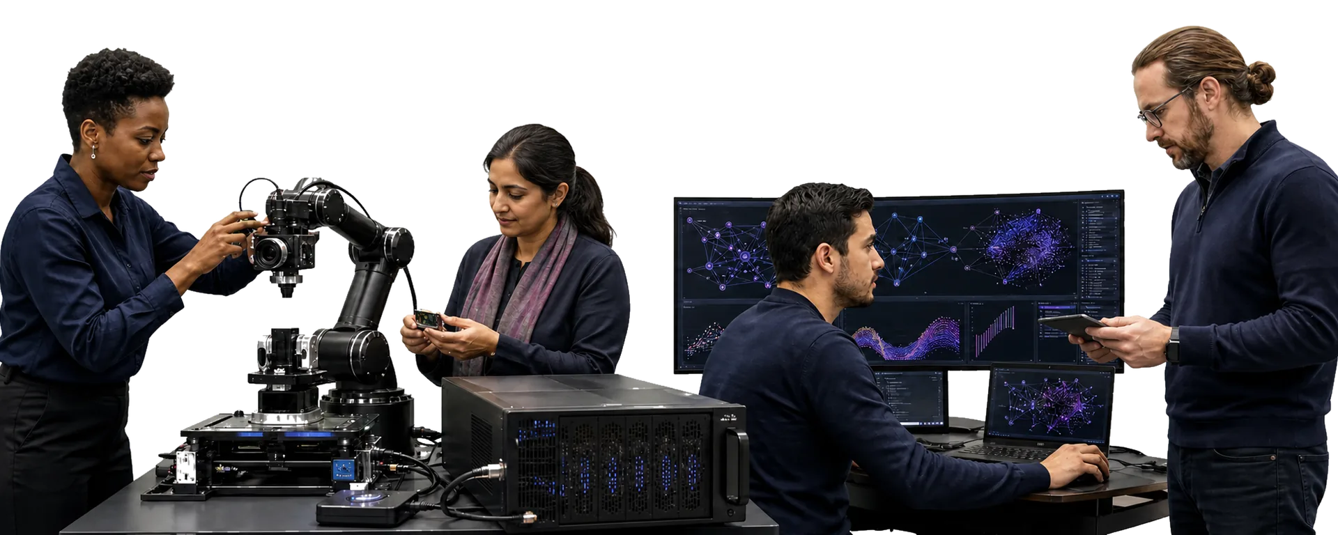 AI engineers developing machine vision and intelligent systems