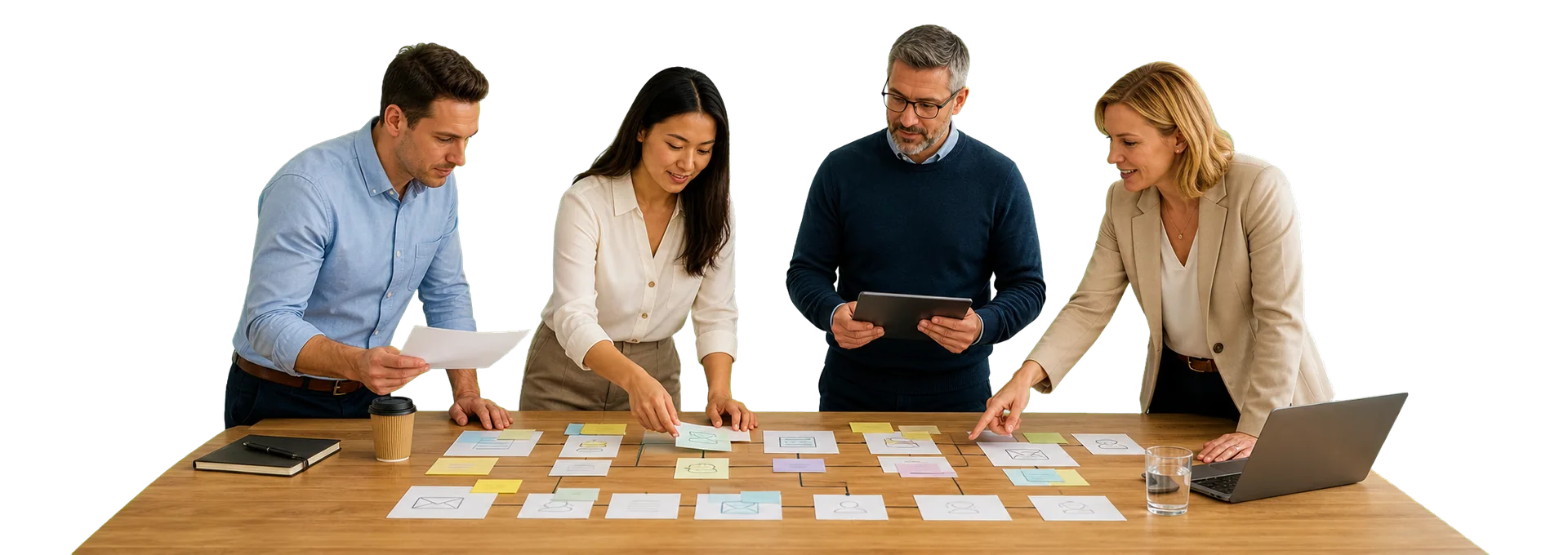 Business operations specialists improving a service workflow