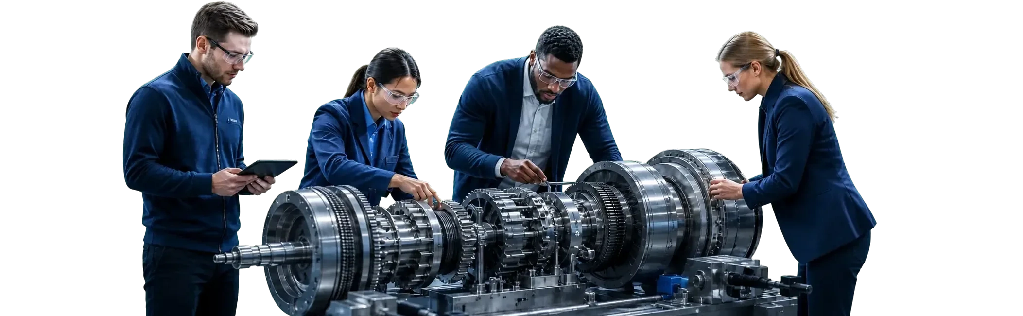 Engineering professionals collaborating on product development and manufacturing solutions