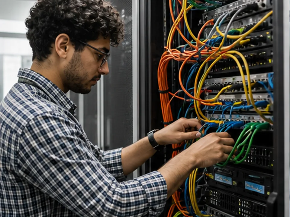 Network engineer configuring enterprise infrastructure